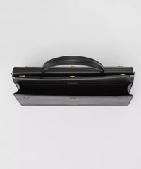 Burberry Small Leather Title Bag With Pocket Detail Black