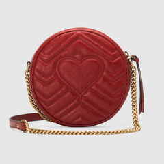 Gucci GG Marmont Mini Round Shoulder Bag Wine Red