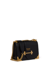 Prada Cahier Leather Shoulder Bag Black