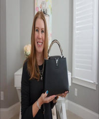 LV Capucines MM Noir Python Leather Trim