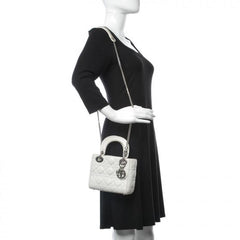 Mini Lady Dior Lambskin Bag Off-White