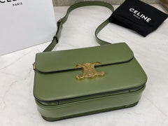 Celine Medium Triomphe Bag In Shiny Calfskin Light Khaki