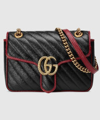 Gucci GG Marmont Matelassé Mini Bag Black Cerise
