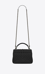 Saint Laurent Classic Medium College Monogram Earth Grey Silver-Toned