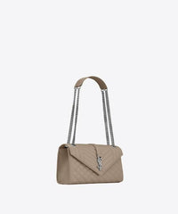 Saint Laurent Envelope Medium Bag in Mix Matelasse Grain De Poudre Embossed Leather Latte