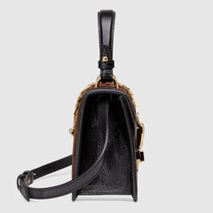 Gucci Sylvie GG Velvet Small Shoulder Bag Brown