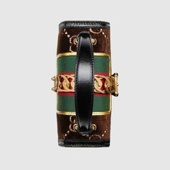 Gucci Sylvie GG Velvet Small Shoulder Bag Brown