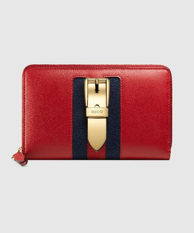 Gucci Sylvie Leather Continental Wallet Hibiscus Red