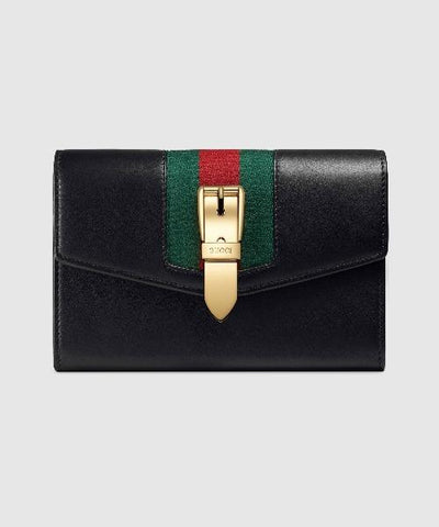 Gucci Sylvie Leather Zip Around Wallet Black