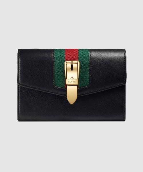 Gucci Sylvie Leather Continental Wallet Black