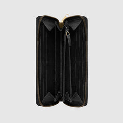 Gucci Print Leather Zip Around Wallet Black