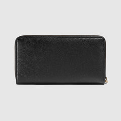 Gucci Print Leather Zip Around Wallet Black
