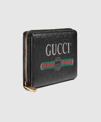 Gucci Print Leather Zip Around Wallet Black