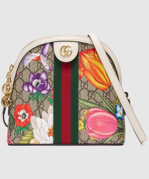 Gucci Ophidia GG Flora Small Shoulder Bag GG Supreme White