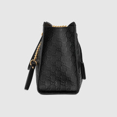 Gucci Padlock Signature Medium Soft Leather Shoulder Bag Black