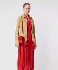 Burberry Small Leather Title Bag With Pocket Detail Red