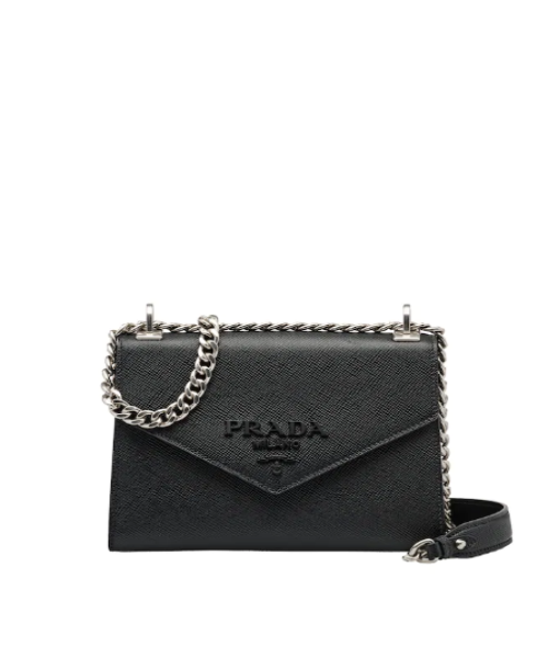 Prada Monochrome Saffiano Leather Bag Dark Grey