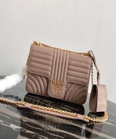 Prada Diagramme Medium Leather Bag Magnolia