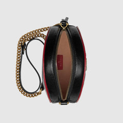 Gucci GG Marmont Mini Round Shoulder Bag Black Cerise