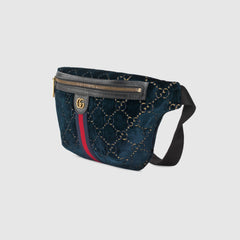 GG Velvet Belt Bag Dark Blue