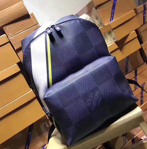 LV Apollo Backpack Damier Cobalt Canvas Yellow