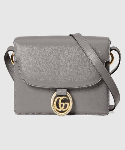 Gucci Small Leather Shoulder Bag Dusty Grey