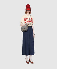 Gucci Small Leather Shoulder Bag Dusty Grey