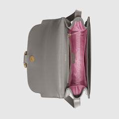 Gucci Small Leather Shoulder Bag Dusty Grey