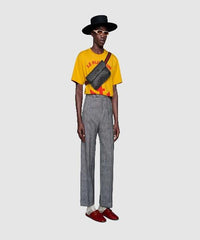 Gucci GG Supreme Black Flap Belt Bag