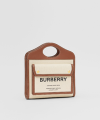 Burberry Mini Two-Tone Canvas And Leather Pocket Bag Brown