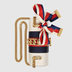 Gucci Sylvie Leather Mini Chain Bag White
