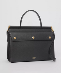 Burberry Small Leather Title Bag With Pocket Detail Black