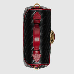 Gucci GG Marmont Small Top Handle Bag Black Cherise Matelassé