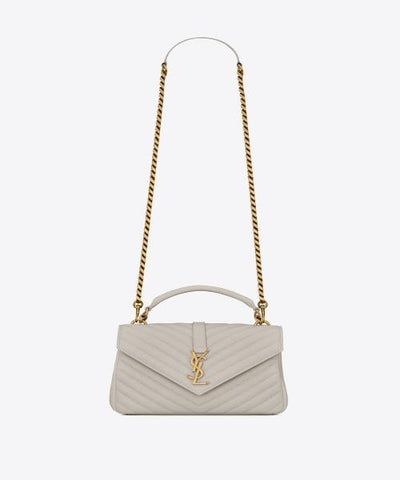 Saint Laurent Classic Medium College Monogram White Gold-Toned