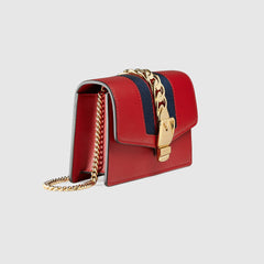 Gucci Sylvie Leather Mini Chain Bag Hibiscus Red