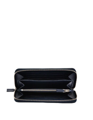 Prada Saffiano And Crocodile Leather Wallet Light Blue