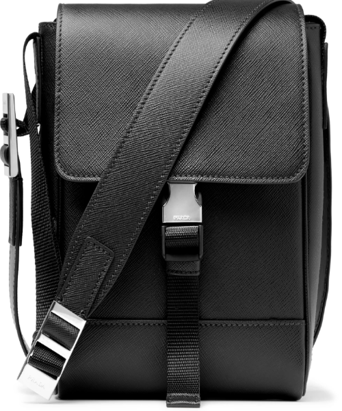 Prada Saffiano Leather Shoulder Bag Black