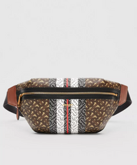 Burberry Medium Monogram Stripe E-Canvas Bum Bag Brown