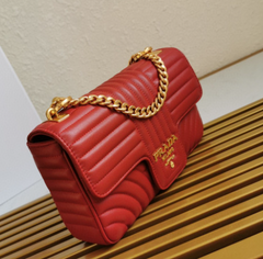 Prada Diagramme Medium Leather Bag Red