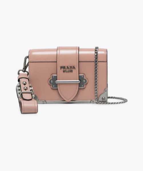 Prada Cahier Calf Leather Bag Pink
