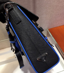 Prada Saffiano Leather Shoulder Bag Blue