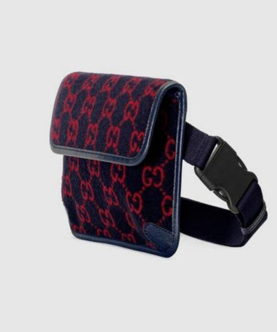Gucci GG Wool Belt Bag Blue/Red