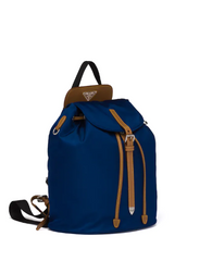 Prada Nylon And Saffiano Leather Backpack Blue