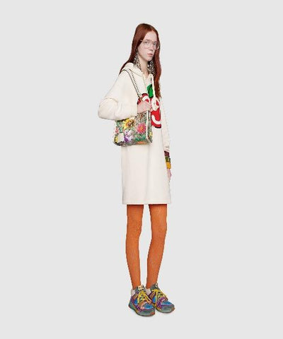 Gucci Padlock Small Shoulder Bag White Flora