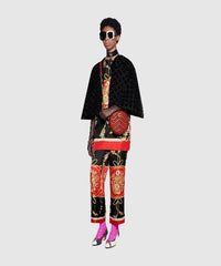 Gucci GG Marmont Mini Round Shoulder Bag Hibiscus Red