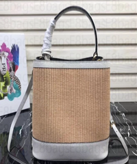 Prada Panier Medium Straw Bag White