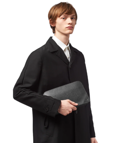 Prada Saffiano Leather Card Holder Black