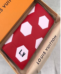 LV Brazza Wallet Epi Leather Hexagon Red