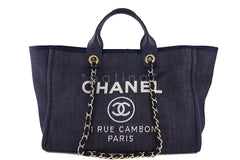 Chanel Deauville Fabric Tote Navy Blue/Gold