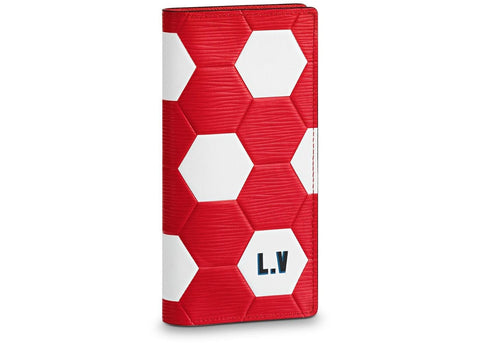 LV Brazza Wallet Epi Leather Hexagon Red